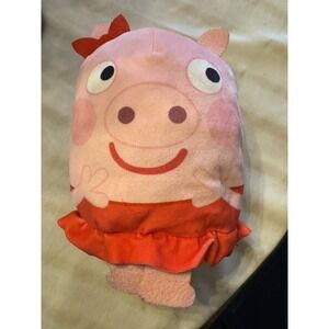 Peppa Pig Ballerina Plush Pillow Round ABD Just Play 10" Pink Red Bow 2022